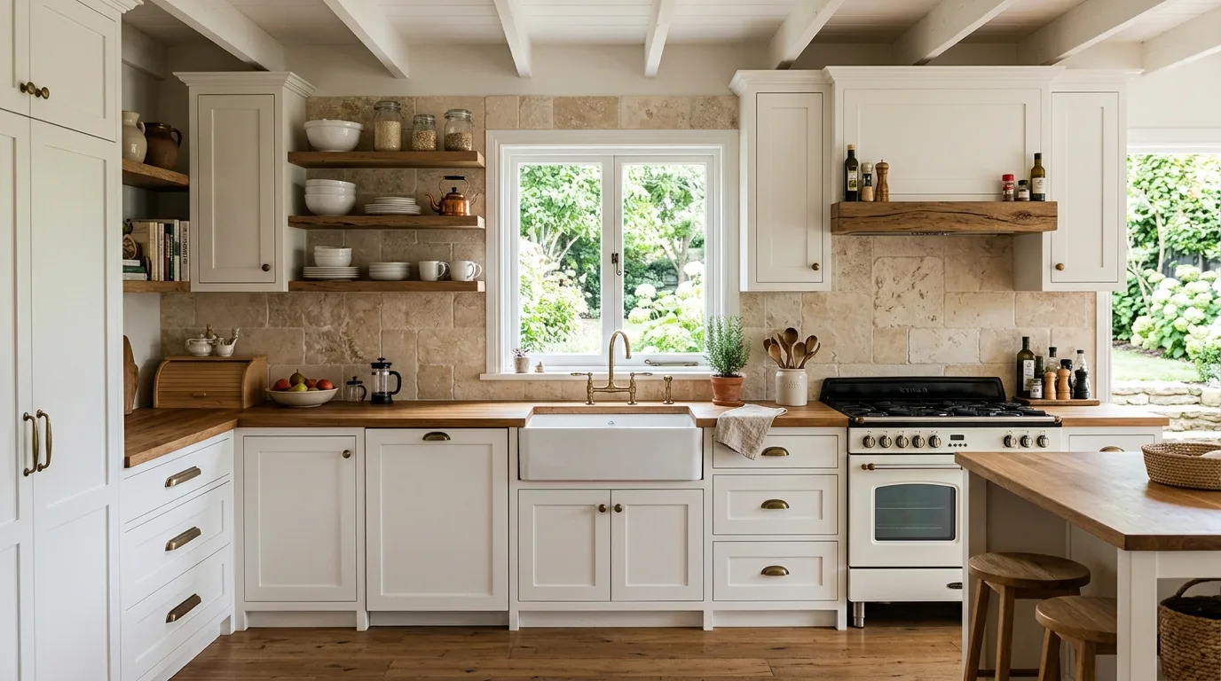 Use handmade tile for a warmer finish inspiration for a white kitchen with a backsplash feature.